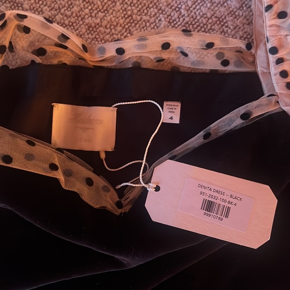 Doen Denita Black Polka Dot Velvet Dress 4 - Picture 4 of 6